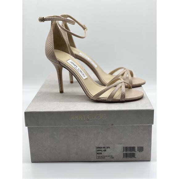 Jimmy Choo Dinda 85 “Pearlised Printed Leather / Nude” Pumps – Size 38 EU - Picture 4 of 7